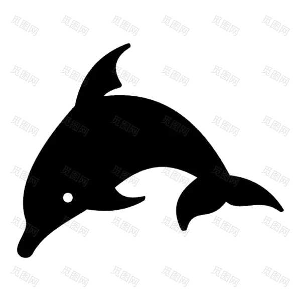 鲸鱼纹身黑白轮廓动物图案