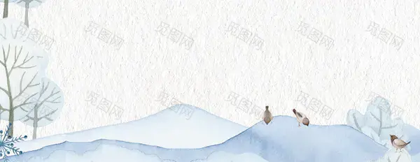 雪地文艺小清新手绘白色banner背景