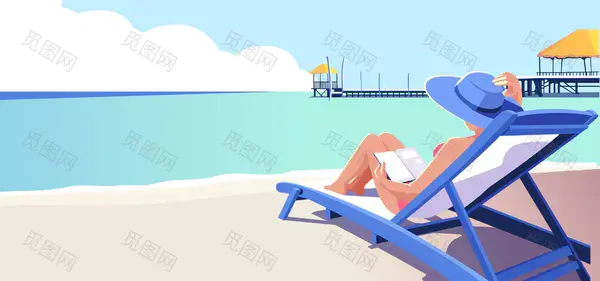 夏日度假海滩banner海报背景