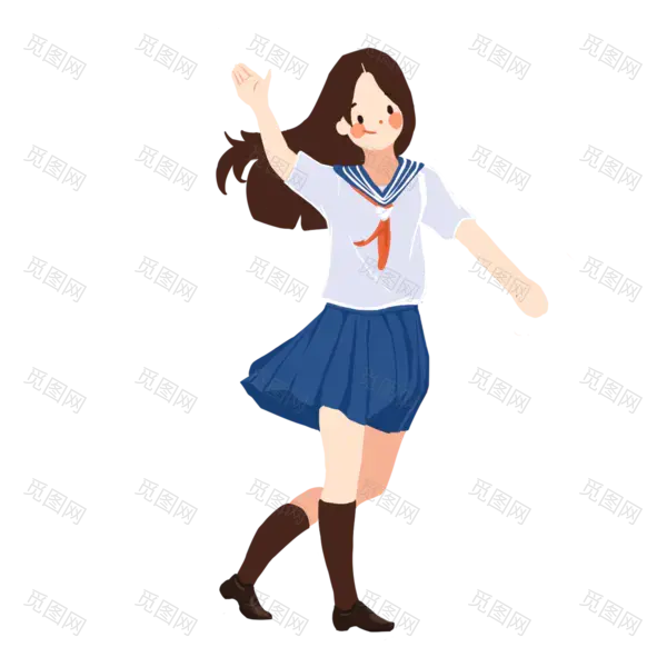 穿校服高中生女孩插画