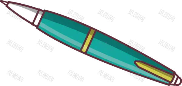 天蓝色梭形卡通钢笔