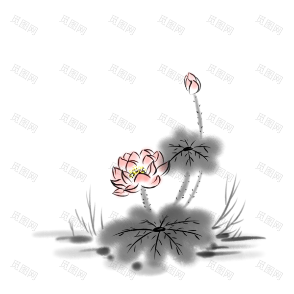 中国风水墨荷花(2000x2000）